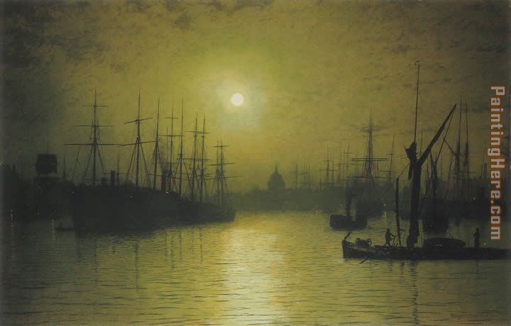 John Atkinson Grimshaw Nightfall down the Thames